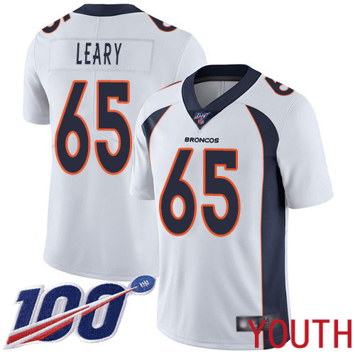 Youth Denver Broncos #65 Ronald Leary White Vapor Untouchable Limited Player 100th Season Football NFL Jersey